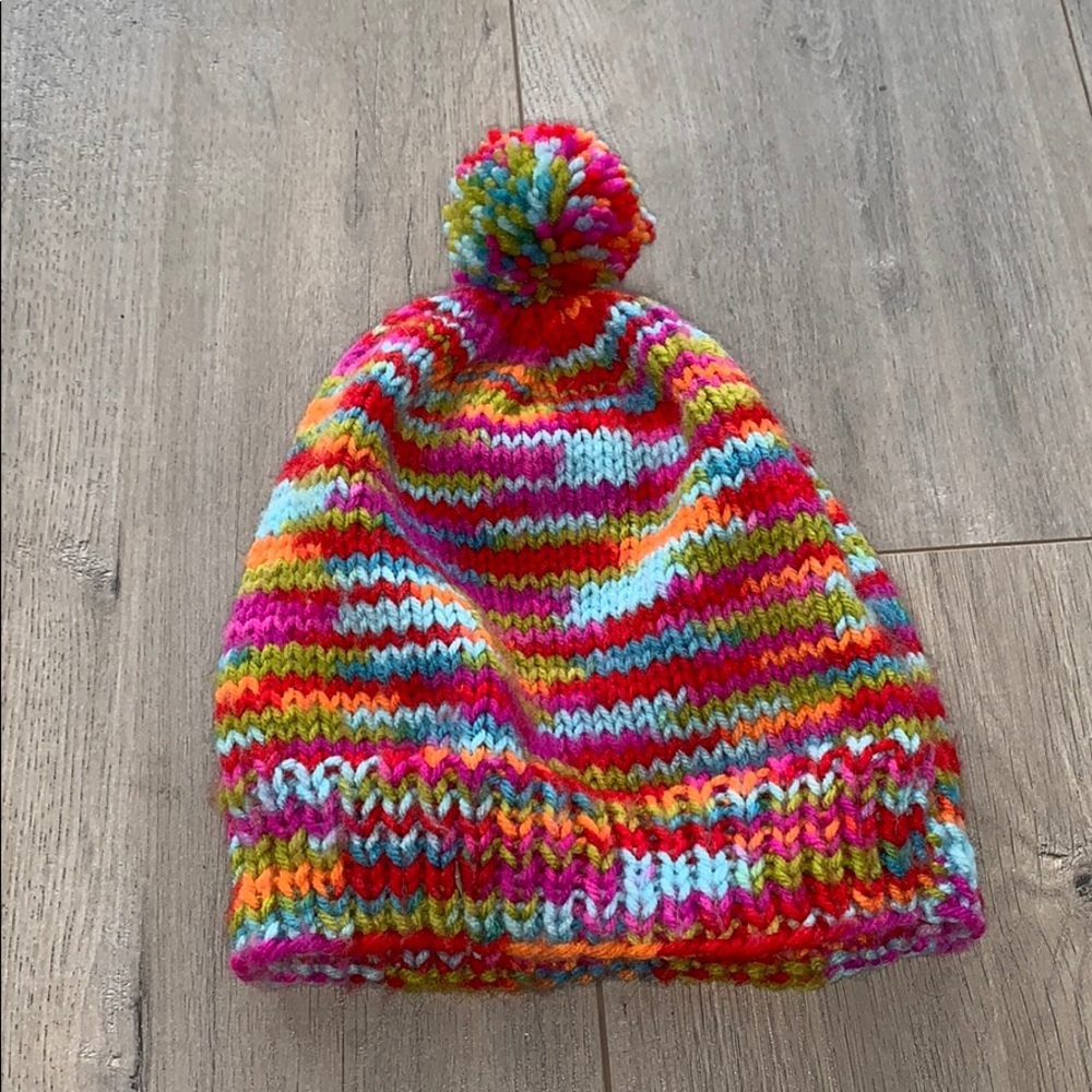 Homemade Hat Knit Rainbow Colours